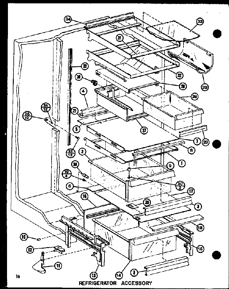 Refrigerator Accessory Diagram and Parts List for SRI19F-L-P7700004WL  Amana Refrigerator