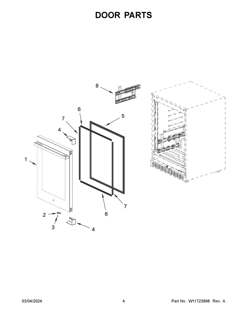 Door Parts Diagram and Parts List for JUBFR242HM02  Jenn-Air Refrigerator