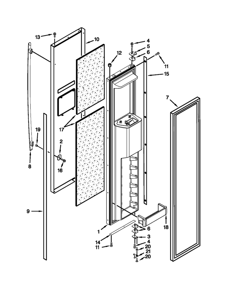 Freezer Door Parts Diagram and Parts List for JS42SEDUDW20  Jenn-Air Refrigerator