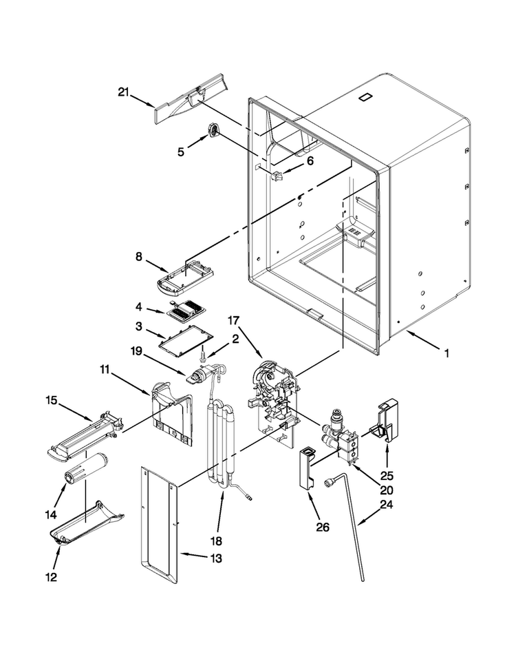 Refrigerator Liner Parts Diagram and Parts List for MFX2570AEB0  Maytag Refrigerator