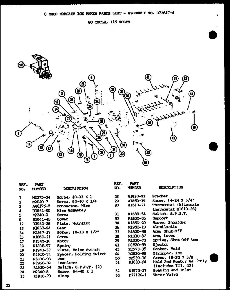 8 Cube Compact Ice Maker 2 Diagram and Parts List for IC2-P3641508W-SXS  Amana Refrigerator