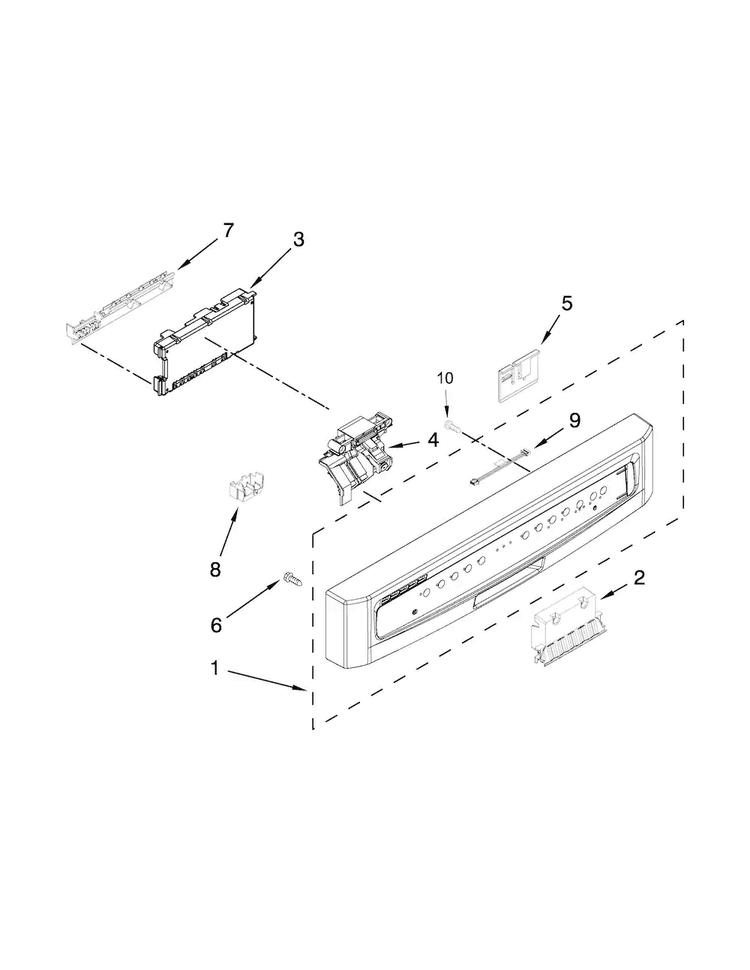 Control Panel And Latch Parts Diagram and Parts List for MDB8949SBB3  Maytag Dishwasher