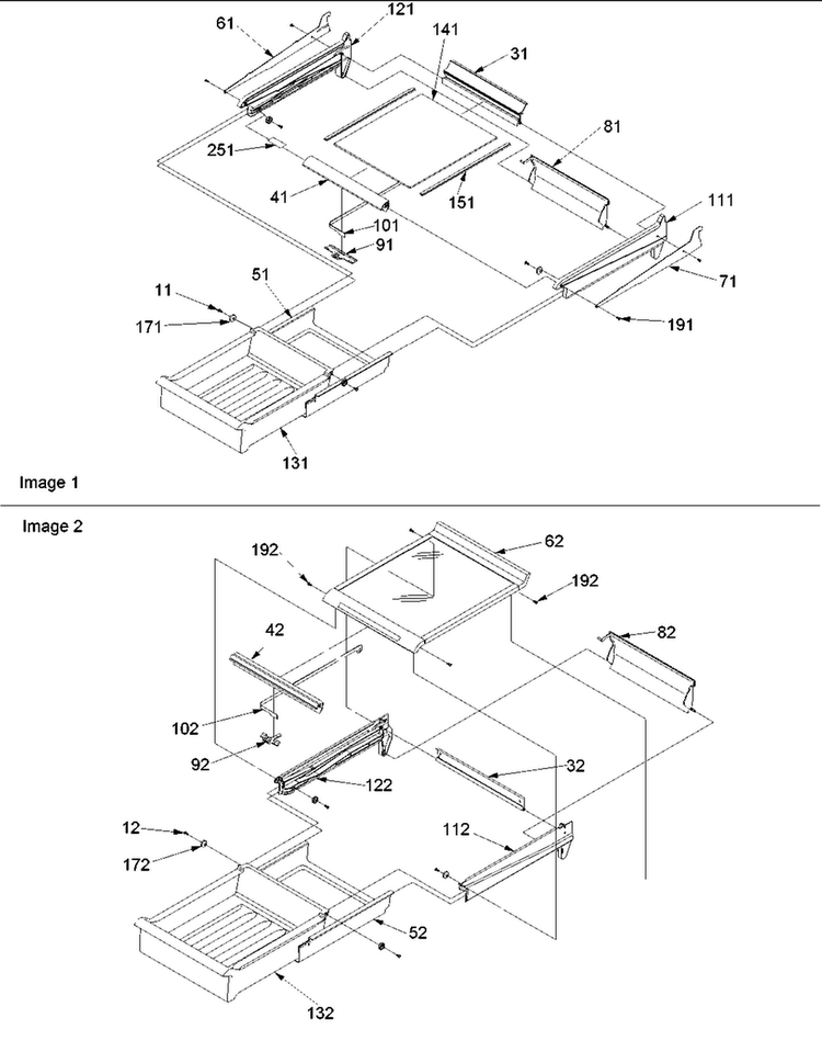 Meatkeeper Assy Diagram and Parts List for TX21VC-P1315905WC  Amana Refrigerator