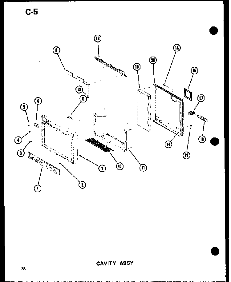 Cavity Assy Diagram and Parts List for SRI19W-P60350-36W  Amana Refrigerator