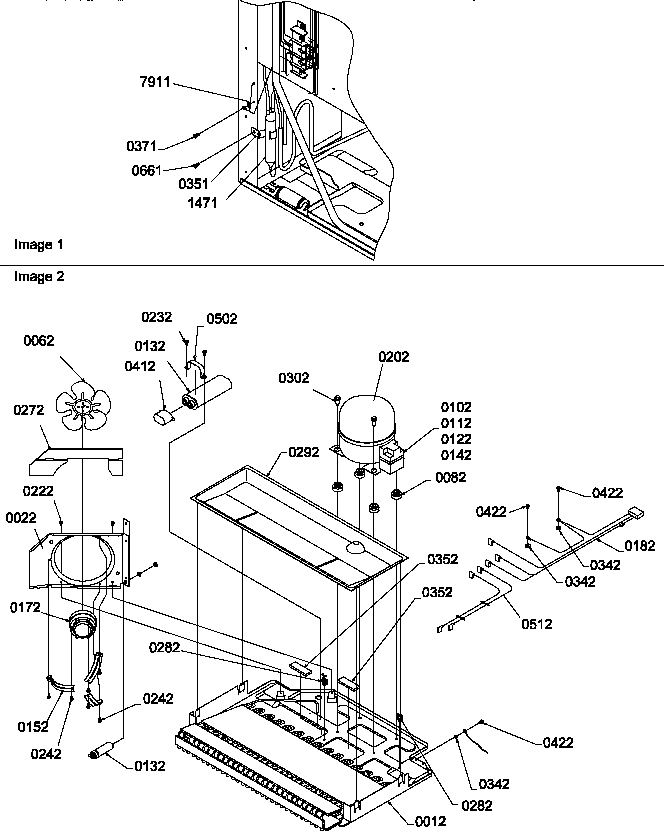 Machine Compartment Diagram and Parts List for TG518SW-P1180903WW  Amana Refrigerator