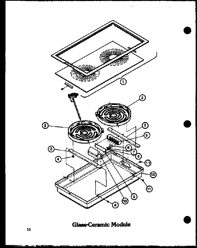Glass-ceramic Module Diagram and Parts List for ADMIC-P8592803S  Amana Range
