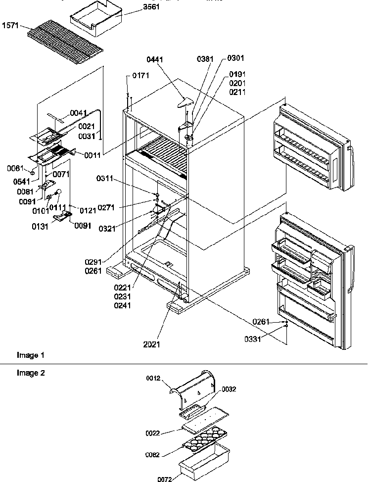 Door Hinges And Freezer Shelf And Accessories Diagram and Parts List for TZI18V2E-P1319001WE  Amana Refrigerator