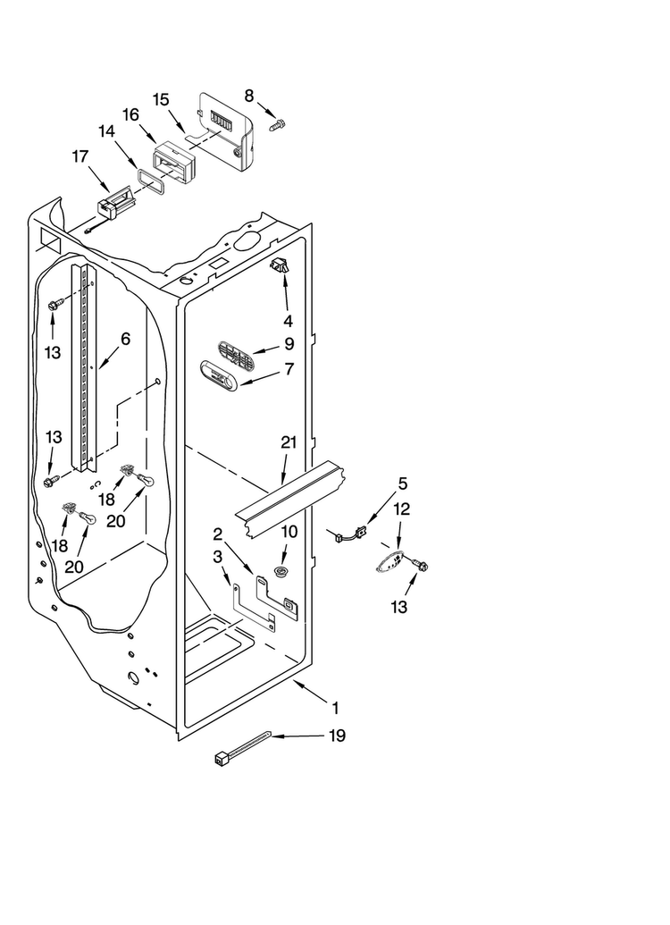 Refrigerator Liner Parts Diagram and Parts List for JCB2585WEP00  Jenn-Air Refrigerator