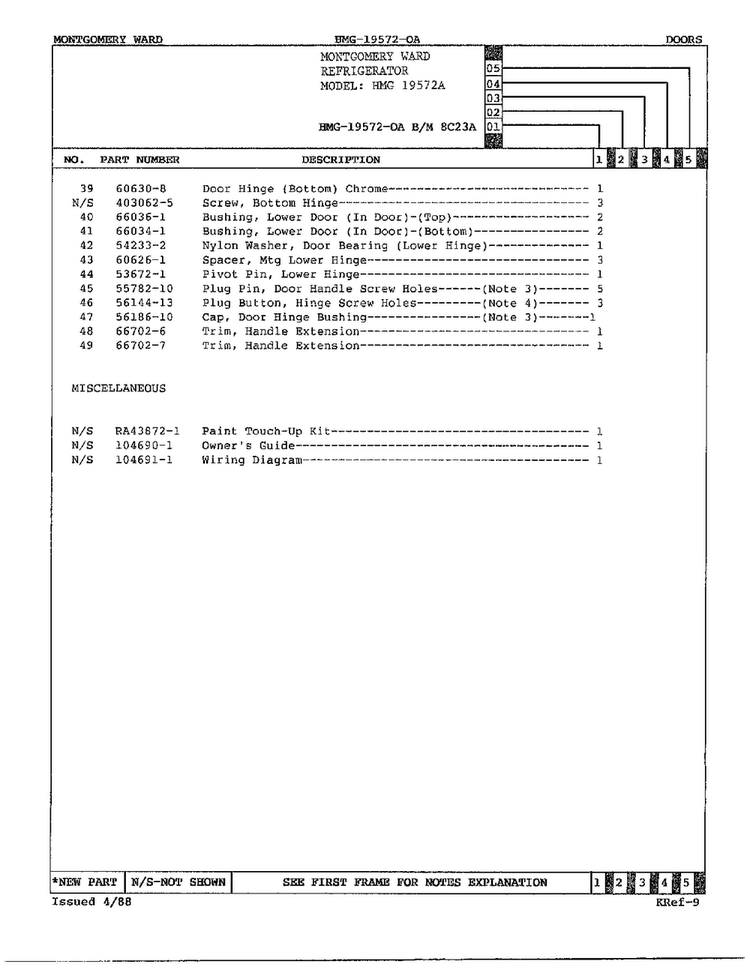 Doors/misc Page 3 Diagram and Parts List for 19572A  Admiral Refrigerator