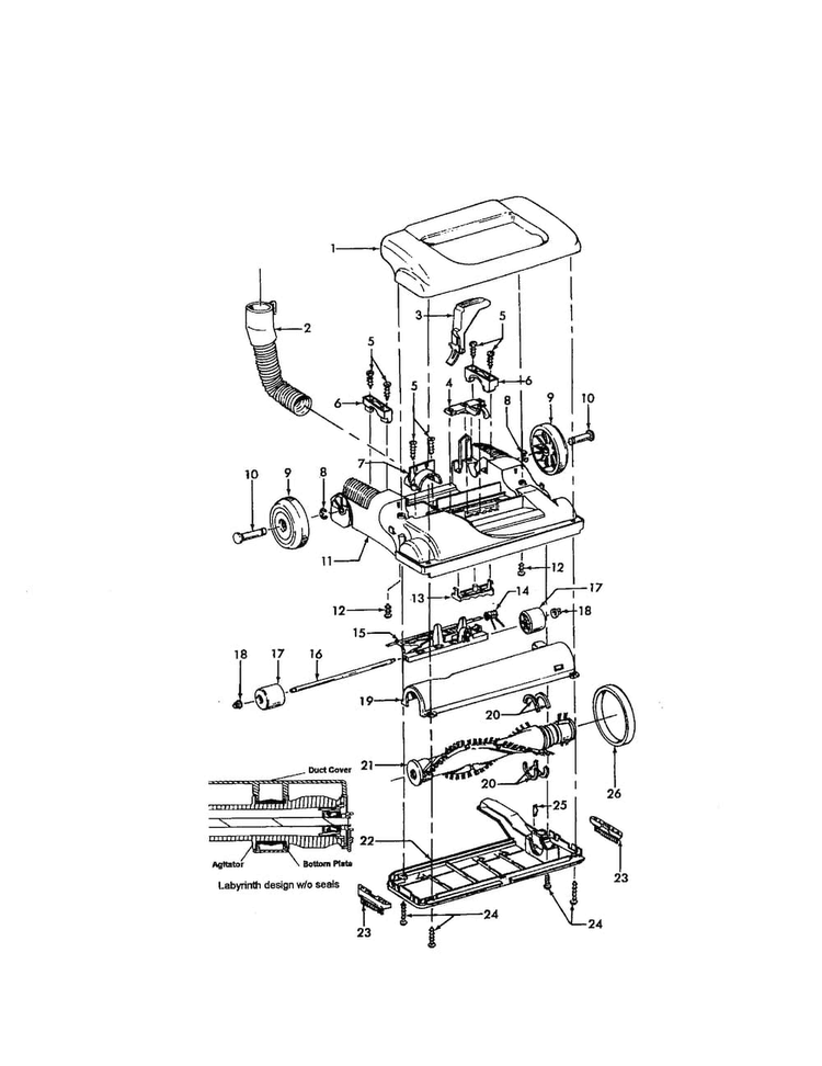 Hood/agitator Diagram and Parts List for U5403-900  Hoover Upright Vacuum