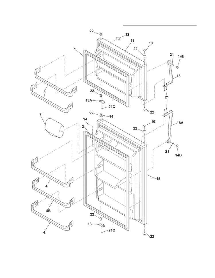 Doors Diagram and Parts List for CRT185HLW5  Crosley Refrigerator
