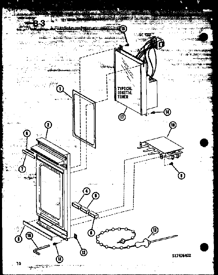 Control Panel Diagram and Parts List for RR-10A P74750-2M Amana Microwave