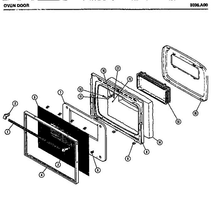04 - Over Door Diagram and Parts List for 3036A00  Litton Microwave