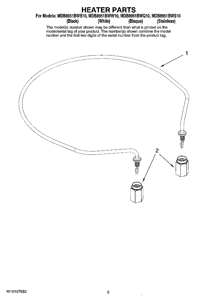HEATER PARTS Diagram and Parts List for MDB8951BWQ10  Maytag Dishwasher
