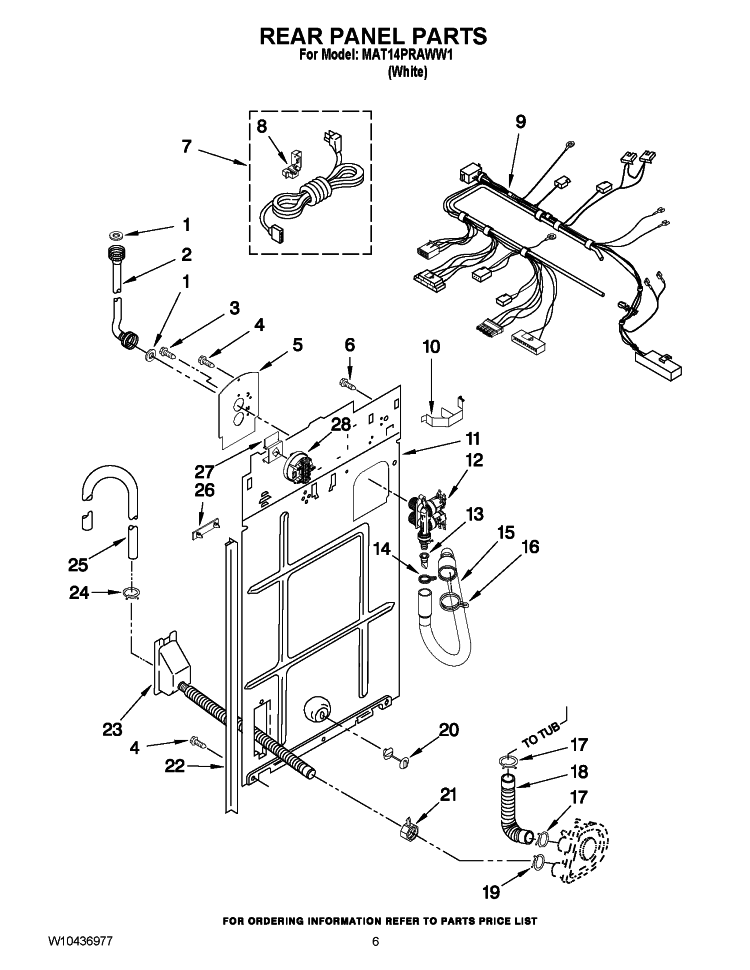 REAR PANEL PARTS Diagram and Parts List for MAT14PRAWW1  Maytag Washer