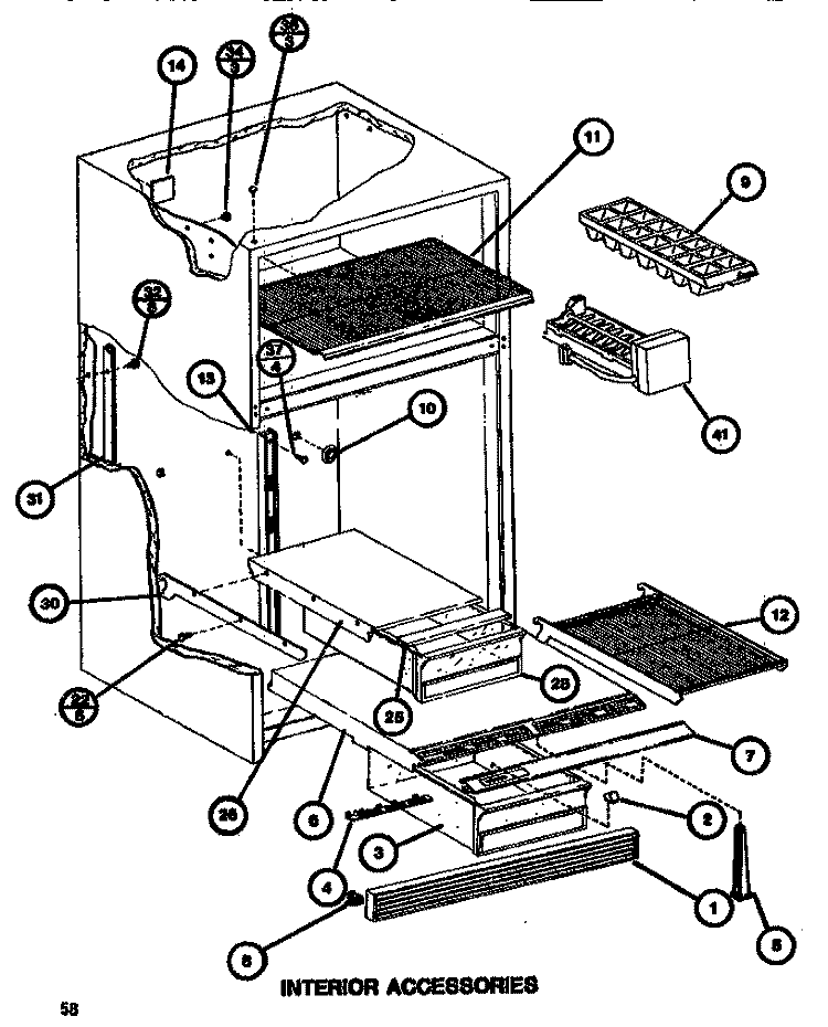 INTERIOR ACCESSORIES Diagram and Parts List for TR518G P7655606W Amana Refrigerator