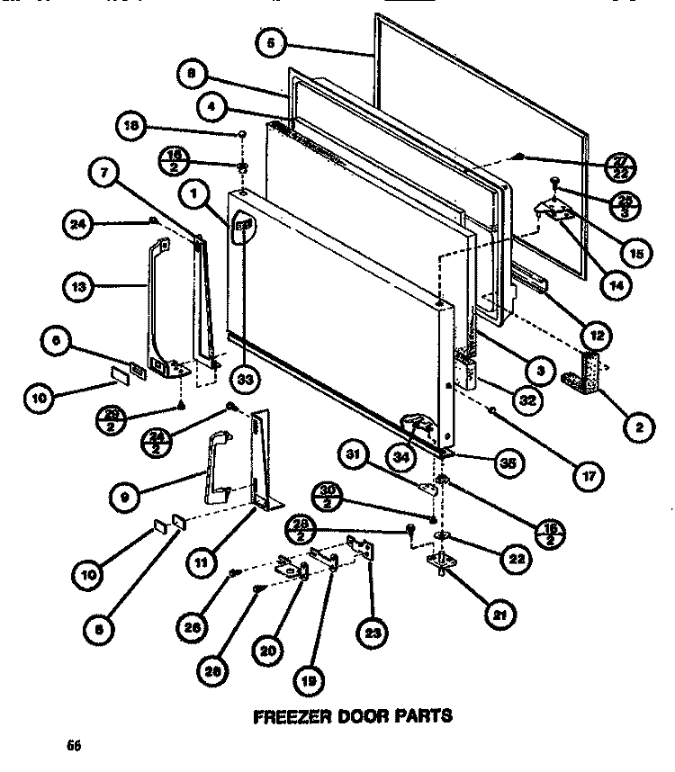 FZ DOOR Diagram and Parts List for TC522G P7655608W Amana Refrigerator