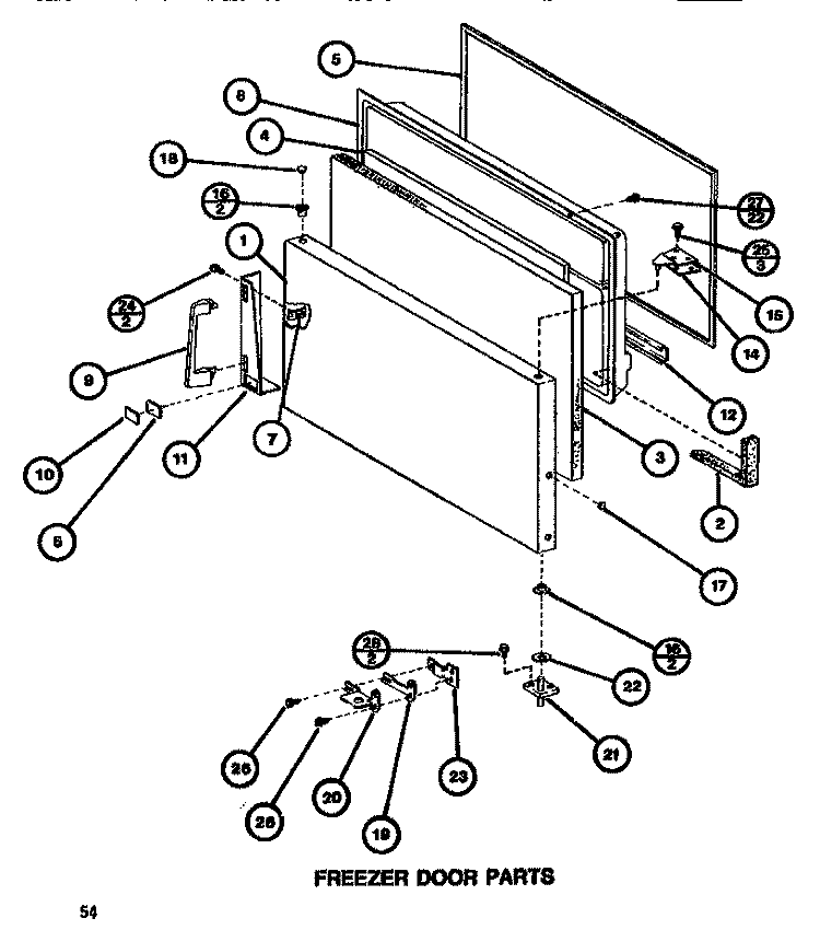FZ DOOR Diagram and Parts List for TR518H P7655610W Amana Refrigerator