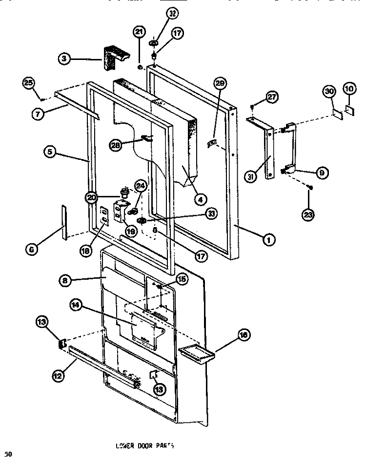 LOWER DOOR Diagram and Parts List for TM516F1 P7705205W Amana Refrigerator
