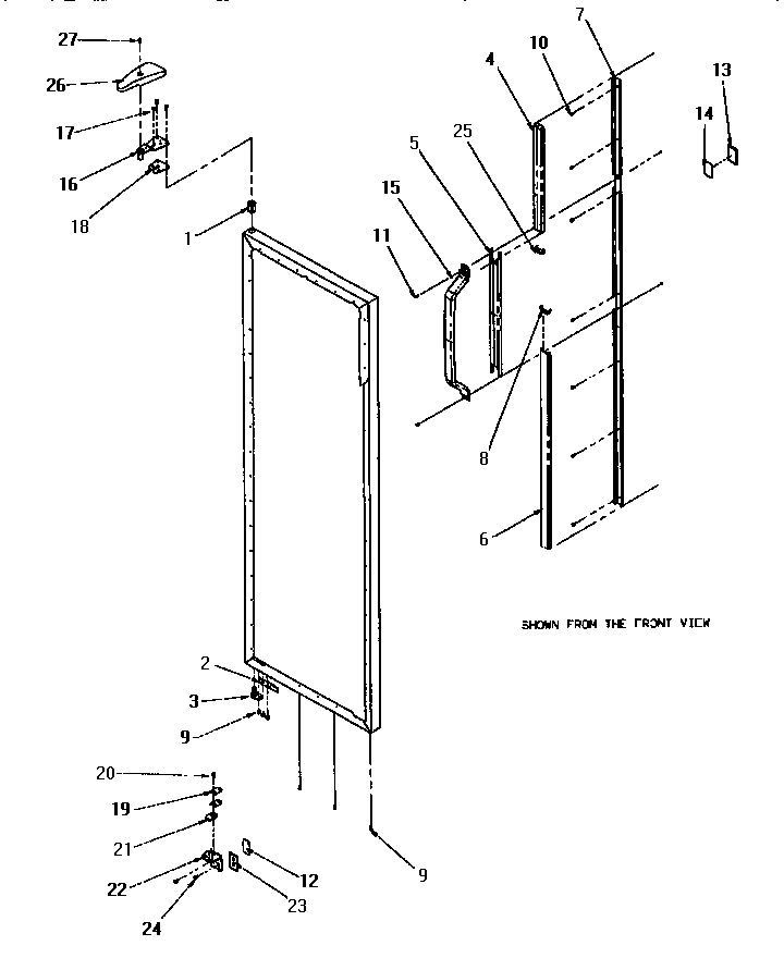 Door Hinge & Trim Diagram and Parts List for SX22SE-P1190201WE  Amana Refrigerator