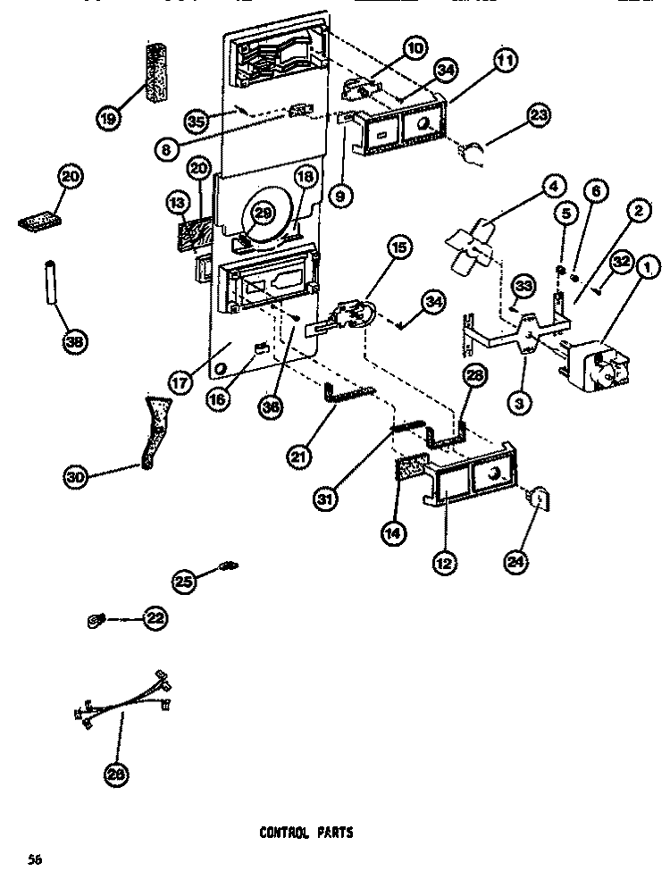 CONTROL Diagram and Parts List for TM516F1 P7705205W Amana Refrigerator