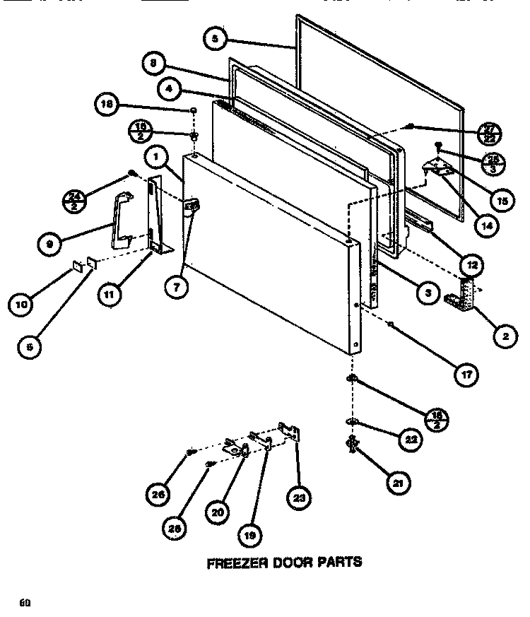 FZ DOOR Diagram and Parts List for TM516H1 P7655613W Amana Refrigerator