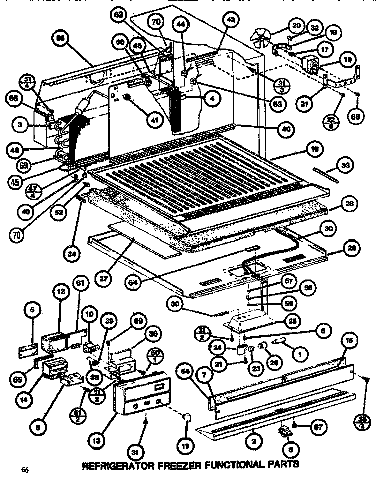 FUNCTIONAL PARTS (REF / FRZ) Diagram and Parts List for TM516H1 P7655613W Amana Refrigerator