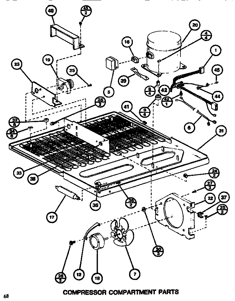 COMPRESSOR COMPARTMENT Diagram and Parts List for TM516H1 P7655613W Amana Refrigerator