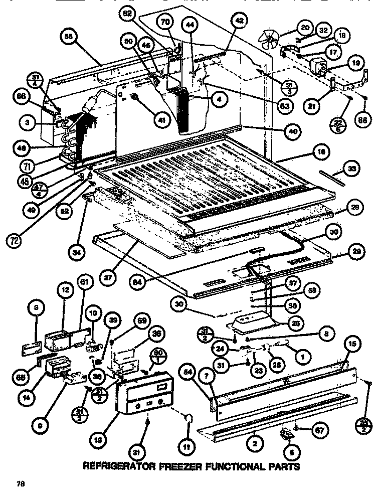 FUNCTIONAL PARTS (REF / FRZ) Diagram and Parts List for TR518H P7655614W Amana Refrigerator