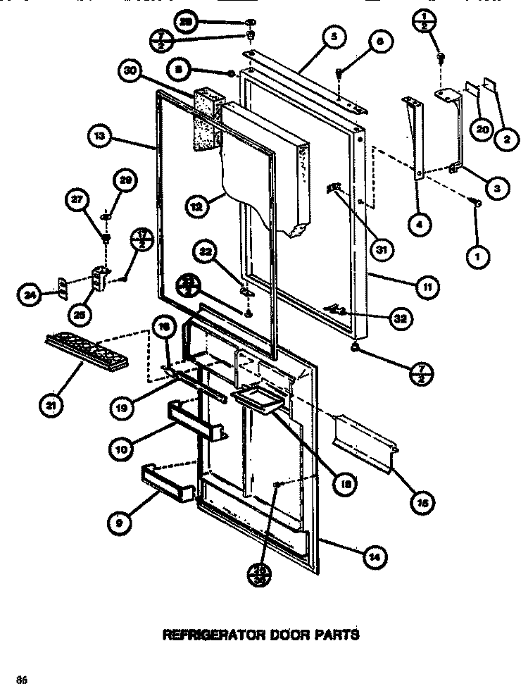 REF DOOR Diagram and Parts List for TC522H P7655616W Amana Refrigerator