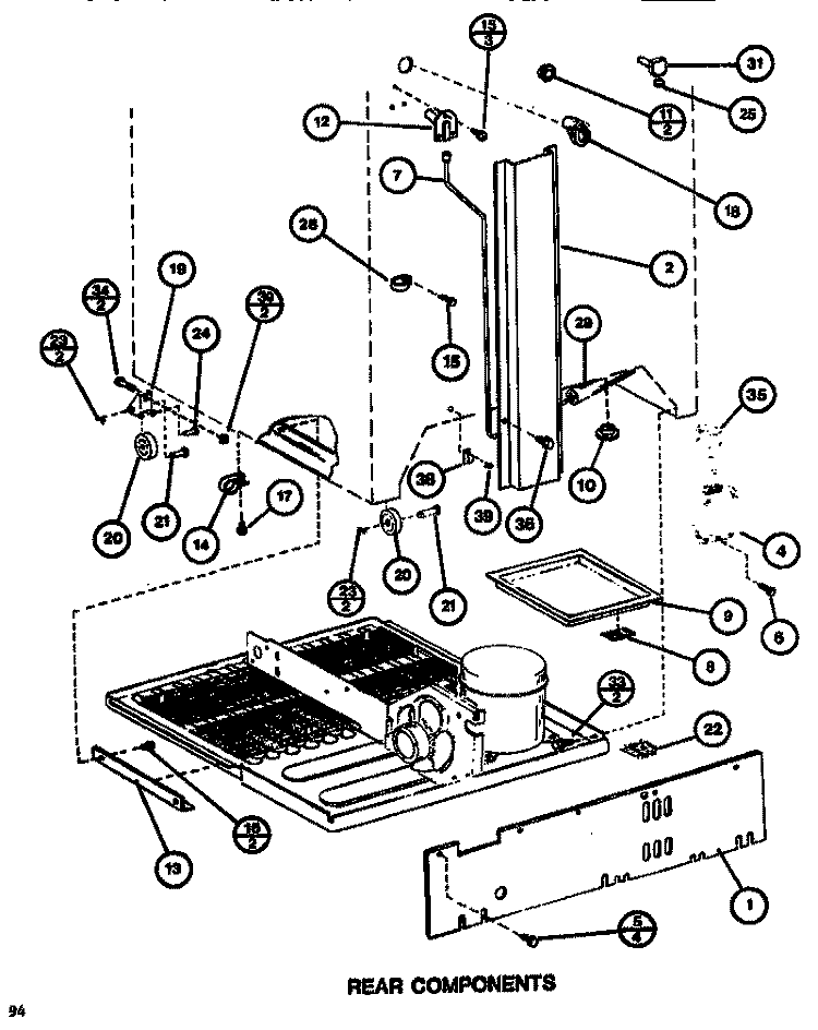 REAR COMPONENTS Diagram and Parts List for TC522H P7655616W Amana Refrigerator