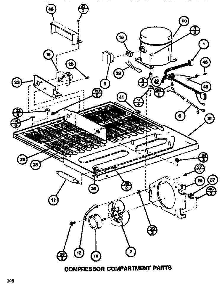 COMPRESSOR COMPARTMENT Diagram and Parts List for TM516K1 P7816001W Amana Refrigerator