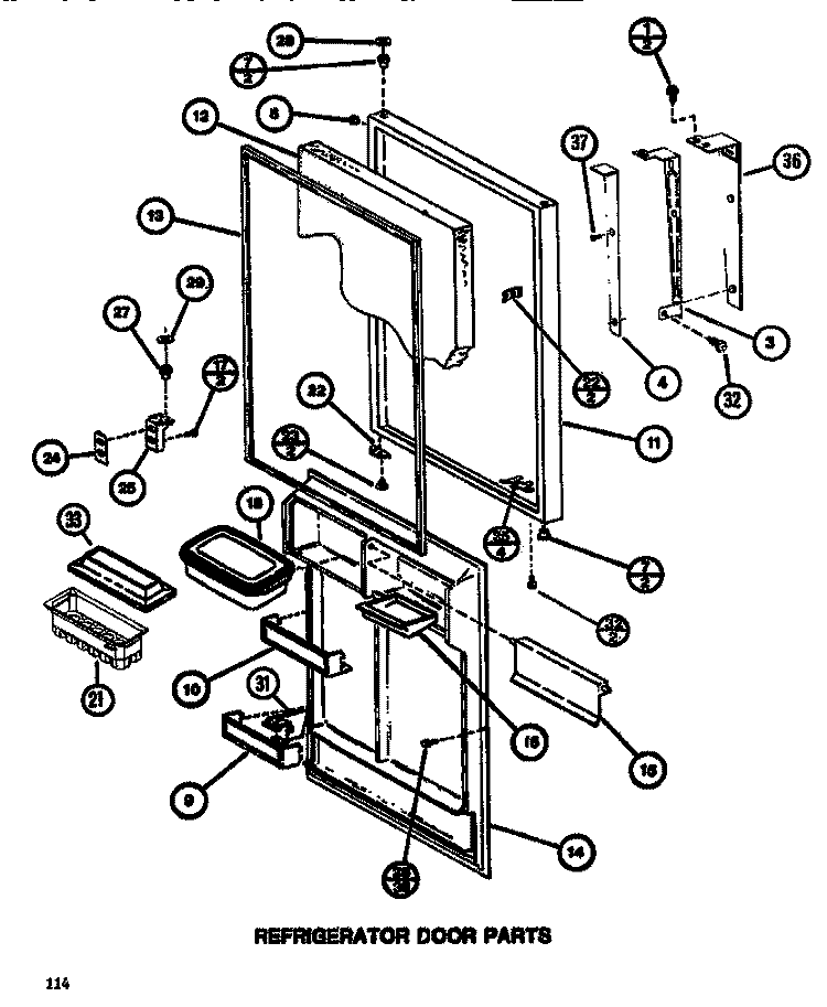 REF DOOR Diagram and Parts List for TR518K P7816002W Amana Refrigerator