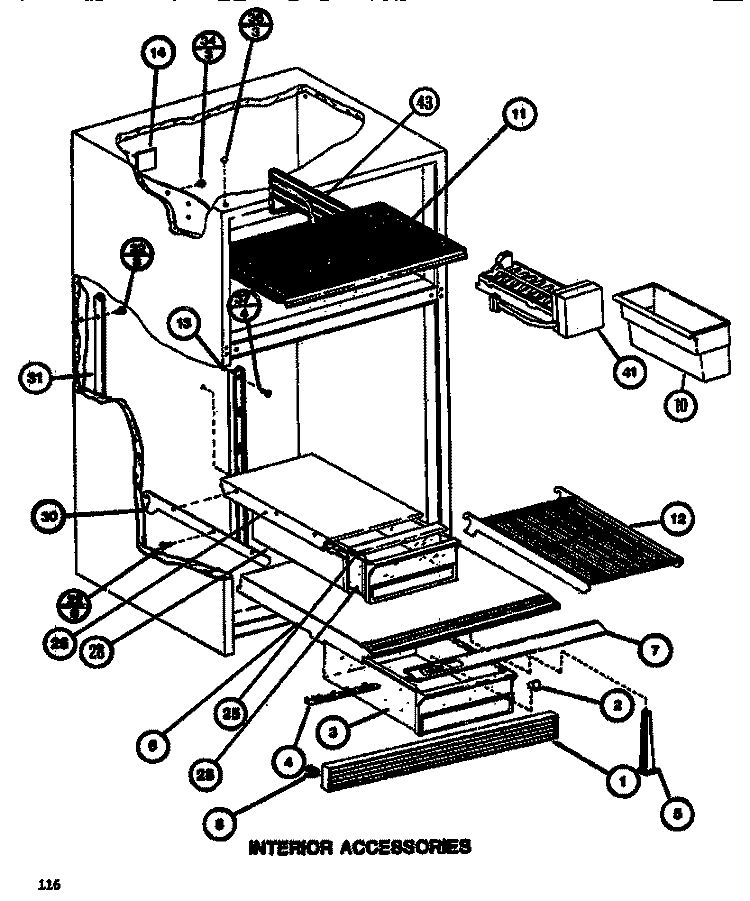 INTERIOR ACCESSORIES Diagram and Parts List for TR518K P7816002W Amana Refrigerator