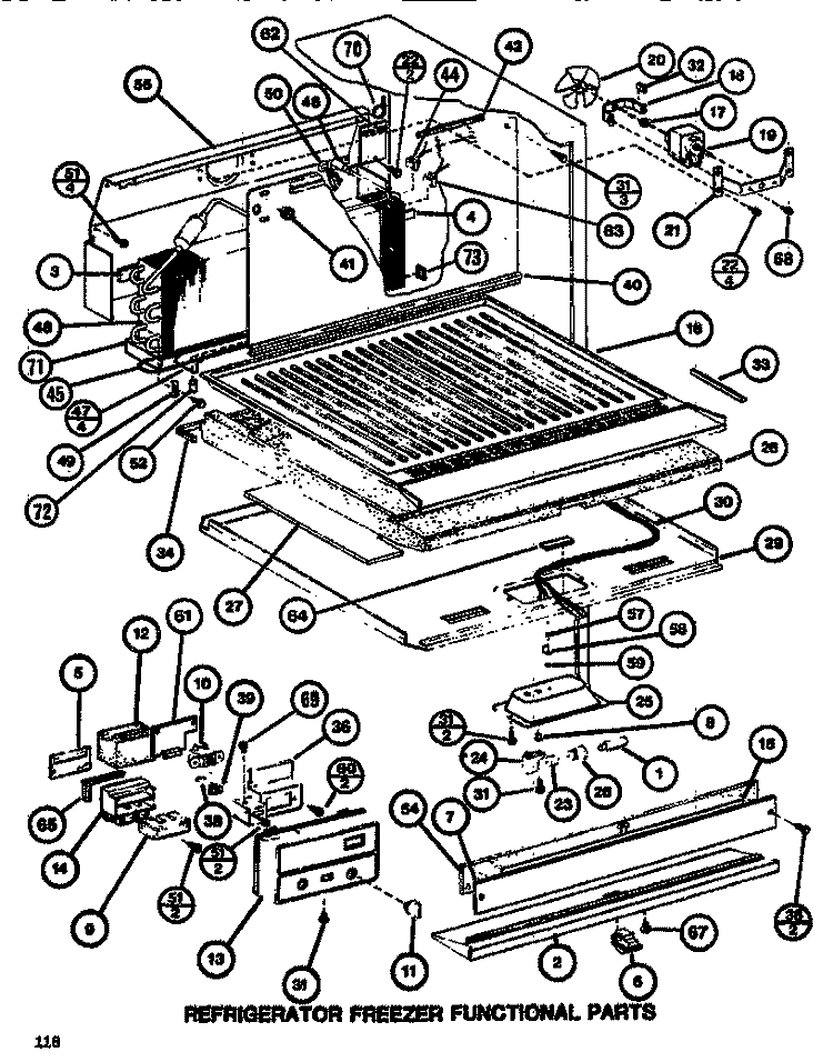 FUNCTIONAL PARTS (REF / FRZ) Diagram and Parts List for TR518K P7816002W Amana Refrigerator
