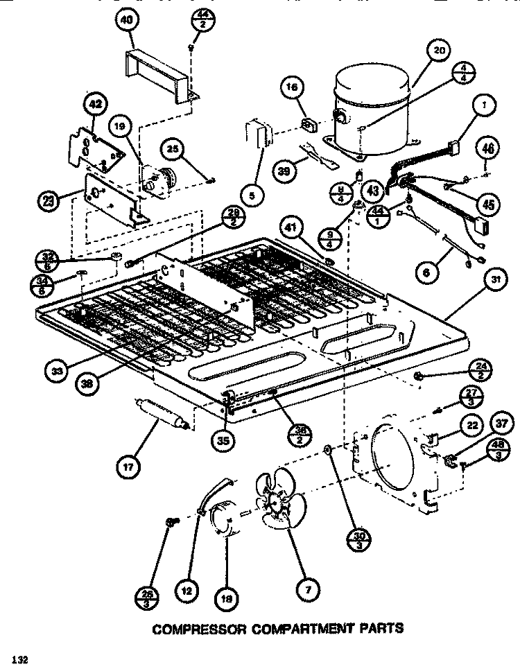 COMPRESSOR COMPARTMENT Diagram and Parts List for TC522K P7816004W Amana Refrigerator