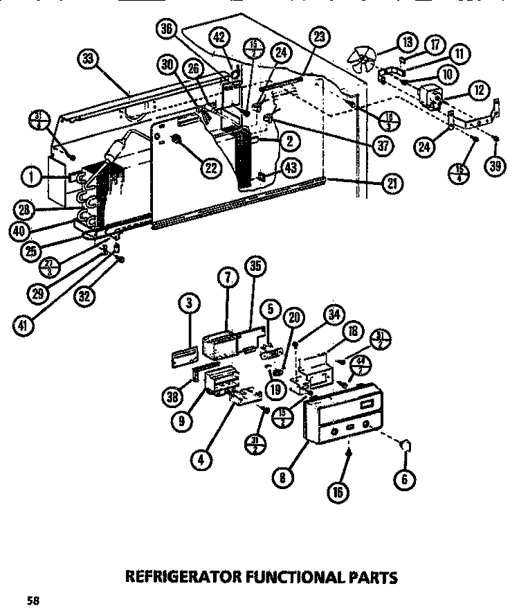 FUNCTIONAL (REF) Diagram and Parts List for TM516M1 P7816005W Amana Refrigerator