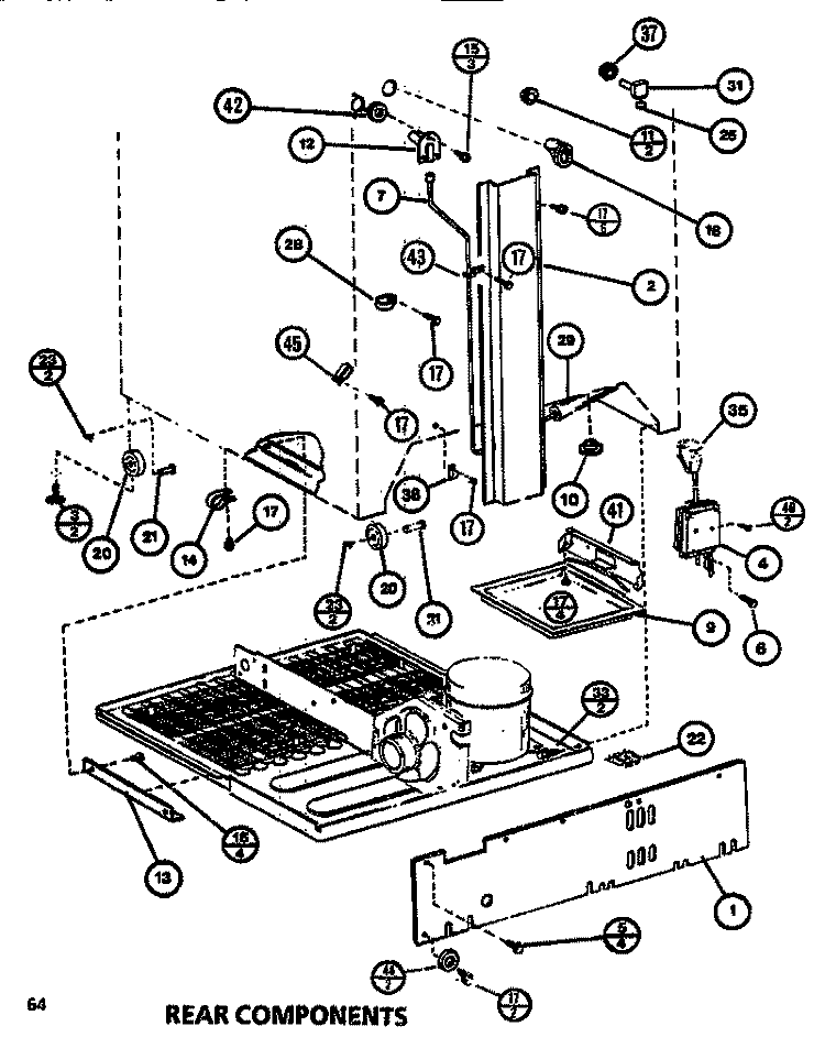 REAR COMPONENTS Diagram and Parts List for TM516M1 P7816005W Amana Refrigerator