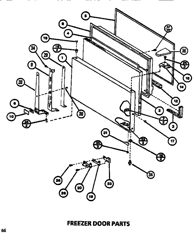 FZ DOOR Diagram and Parts List for TR518M P7816006W Amana Refrigerator