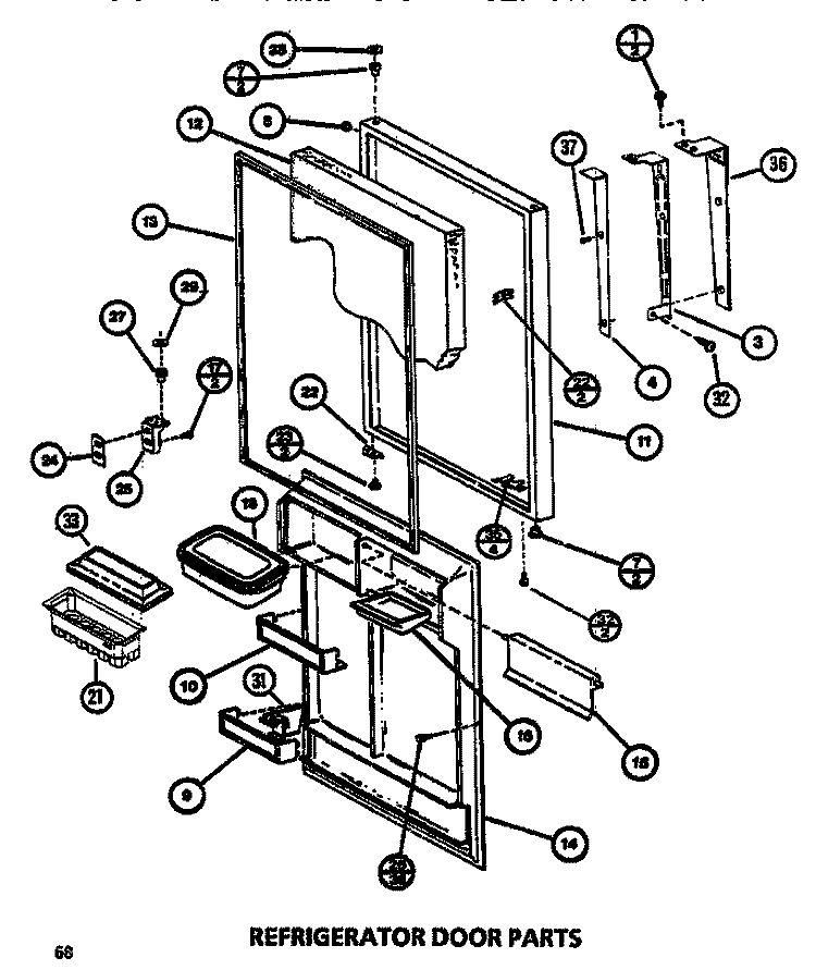 REF DOOR Diagram and Parts List for TR518M P7816006W Amana Refrigerator