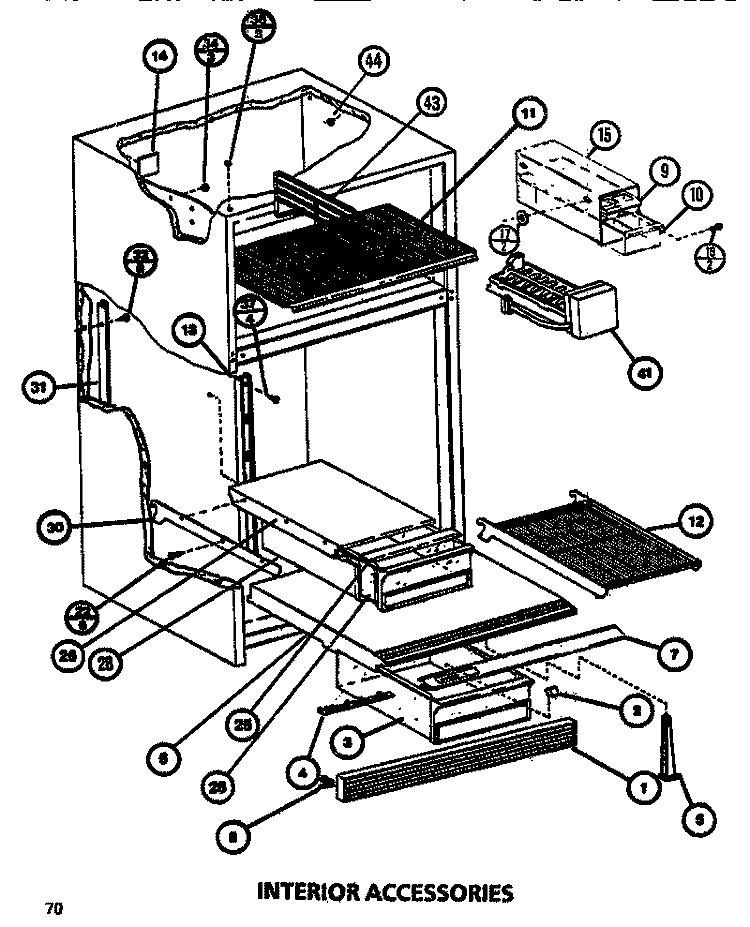INTERIOR ACCESSORIES Diagram and Parts List for TR518M P7816006W Amana Refrigerator