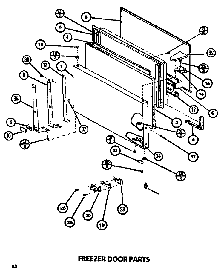 FZ DOOR Diagram and Parts List for TC522M P7816008W Amana Refrigerator