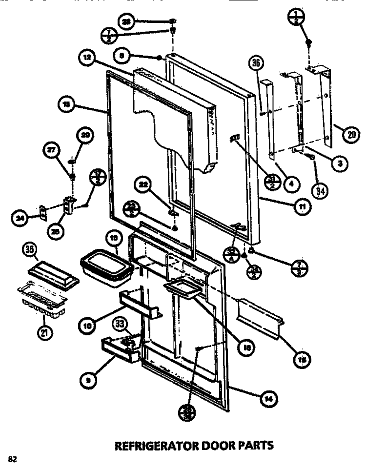 REF DOOR Diagram and Parts List for TC522M P7816008W Amana Refrigerator