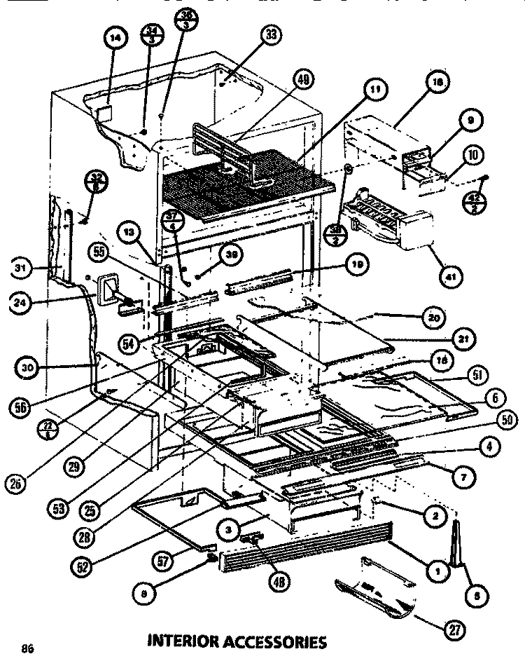 INTERIOR ACCESSORIES Diagram and Parts List for TC522M P7816008W Amana Refrigerator