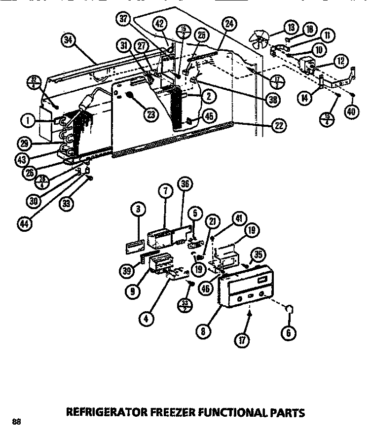 FUNCTIONAL (REF / FRZ) Diagram and Parts List for TC522M P7816008W Amana Refrigerator