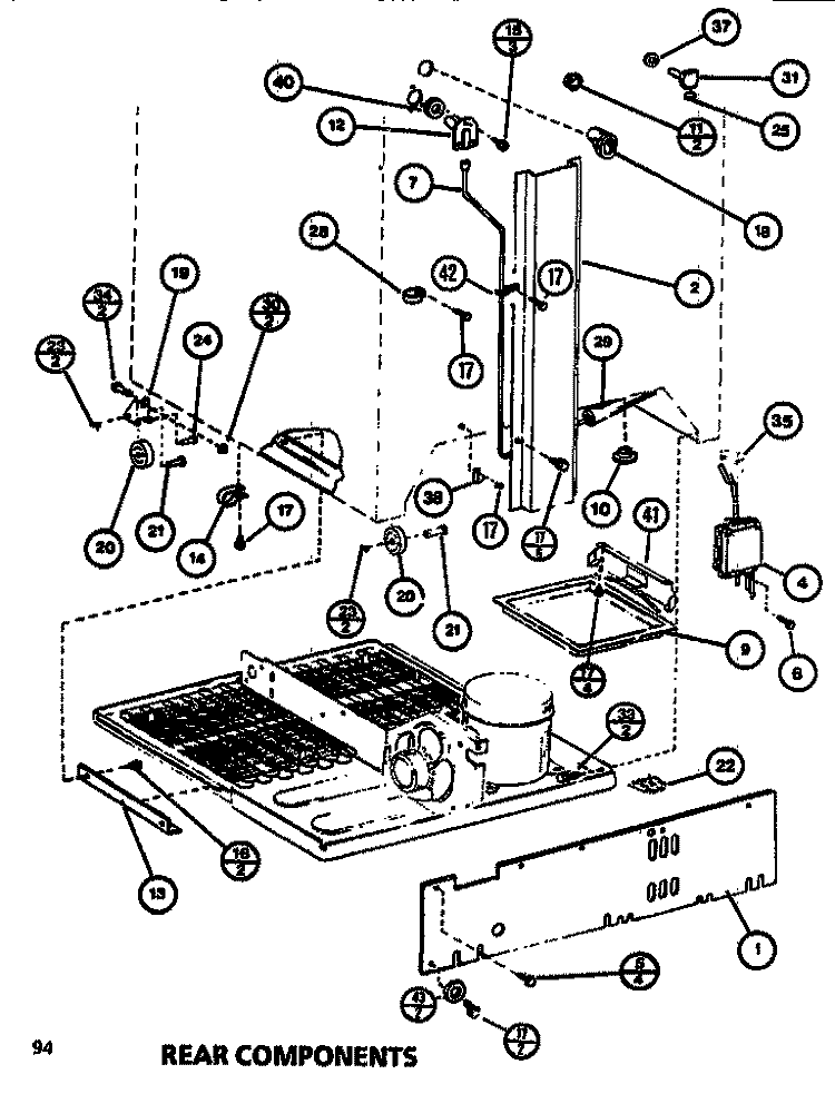 REAR COMPONENTS Diagram and Parts List for TC522M P7816008W Amana Refrigerator