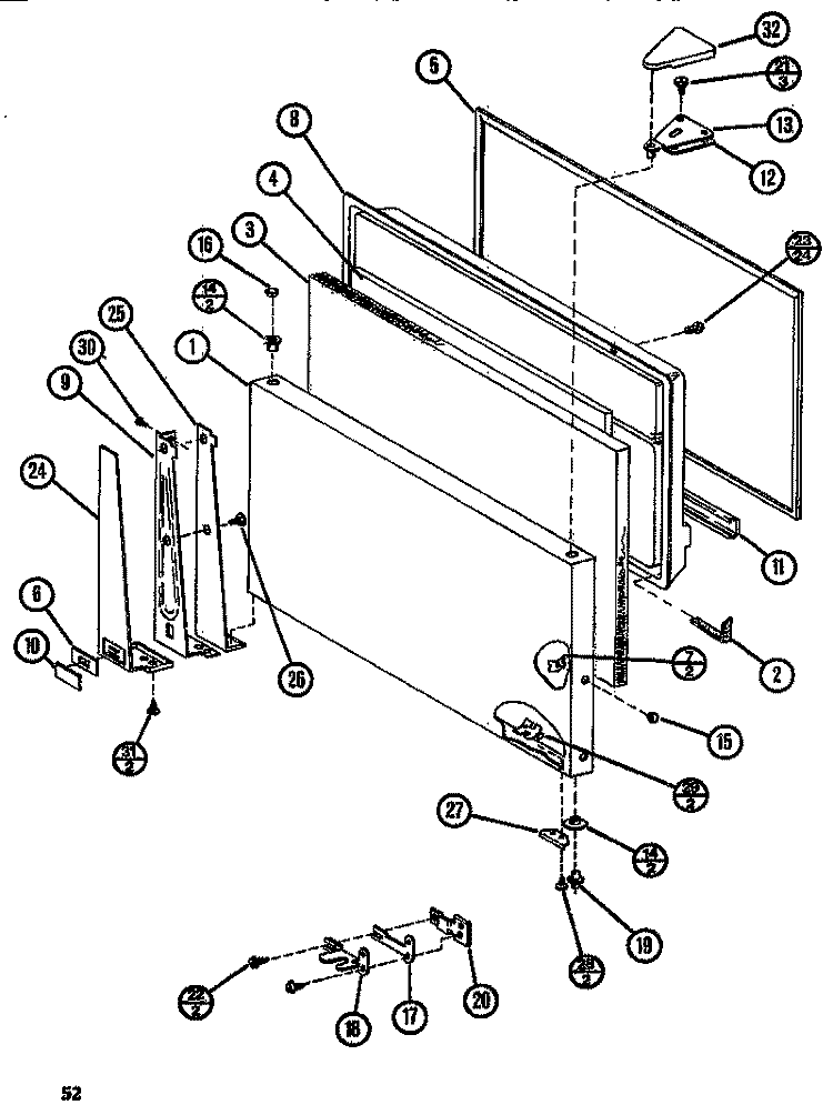 FZ DOOR Diagram and Parts List for TM516N1 P1109804W Amana Refrigerator