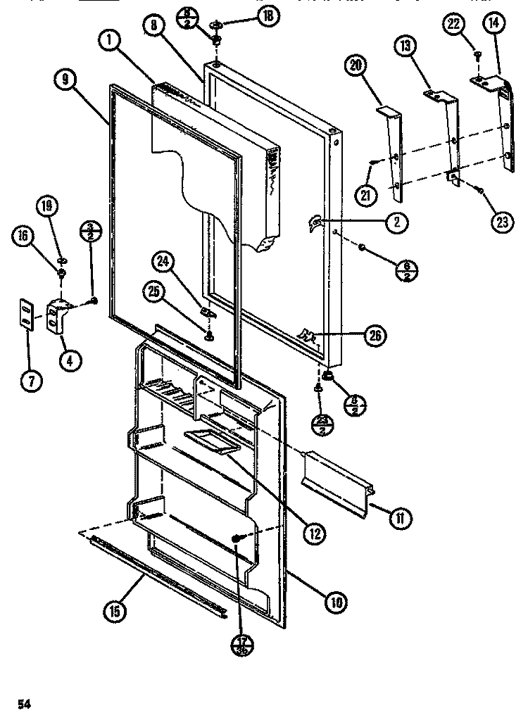 REF DOOR Diagram and Parts List for TM516N1 P1109804W Amana Refrigerator