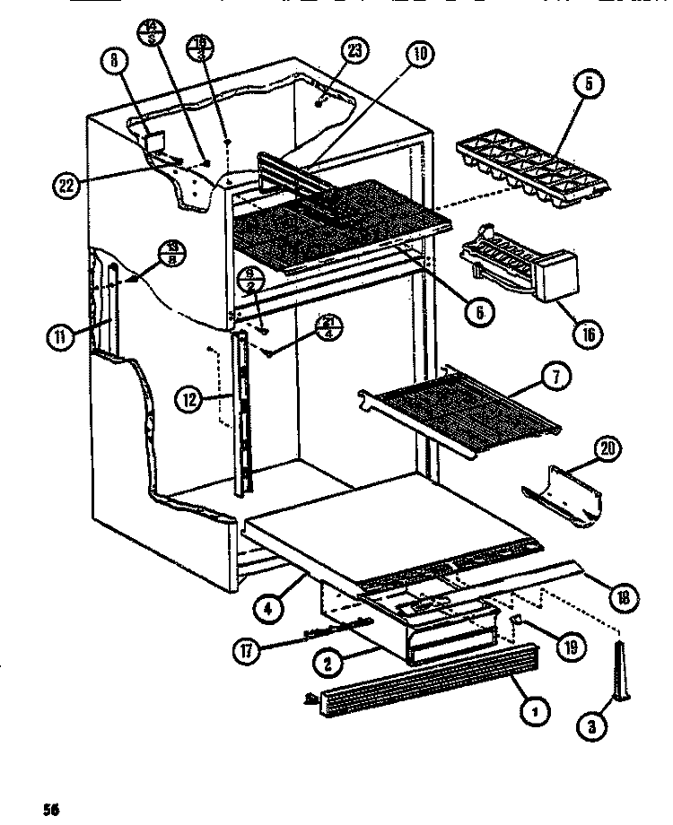 INTERIOR ACCESSORIES Diagram and Parts List for TM516N1 P1109804W Amana Refrigerator