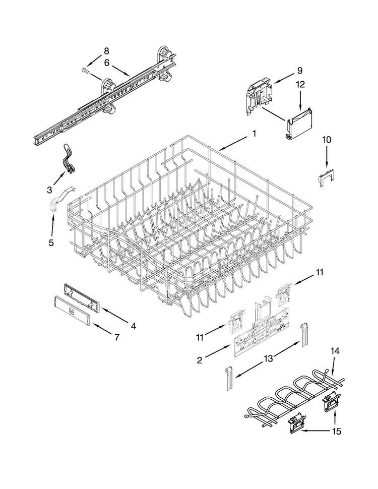 Upper Rack And Track Parts Diagram and Parts List for JDB8200AWS0  Jenn-Air Dishwasher